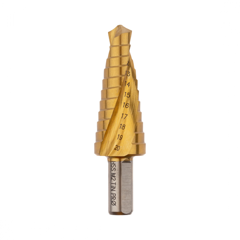 Сверло 3317 ступенч. спиральн., HSS-G M2 TIN по стали (10-20мм, 11 ступеней) хв. 10 мм, ПрофОснастка