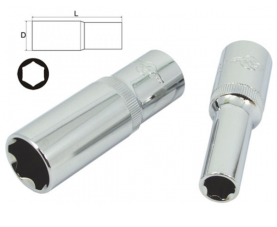 Головка глубокая 17мм 1/2" 12-гранная зеркальная