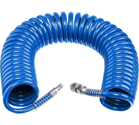 Шланг воздушный спиральный с фитингами рапид 5 м, 8х12 мм, 15 бар, ЗУБР Професиионал
