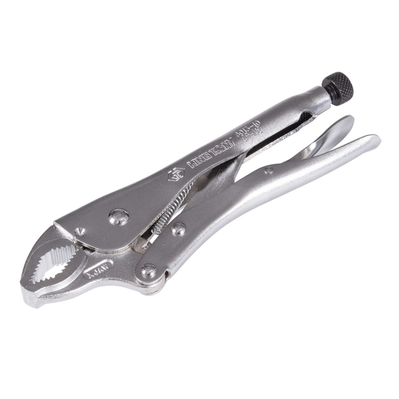 KING TONY Зажим с фиксатором 250 мм, с закругленными губками 6013-10R